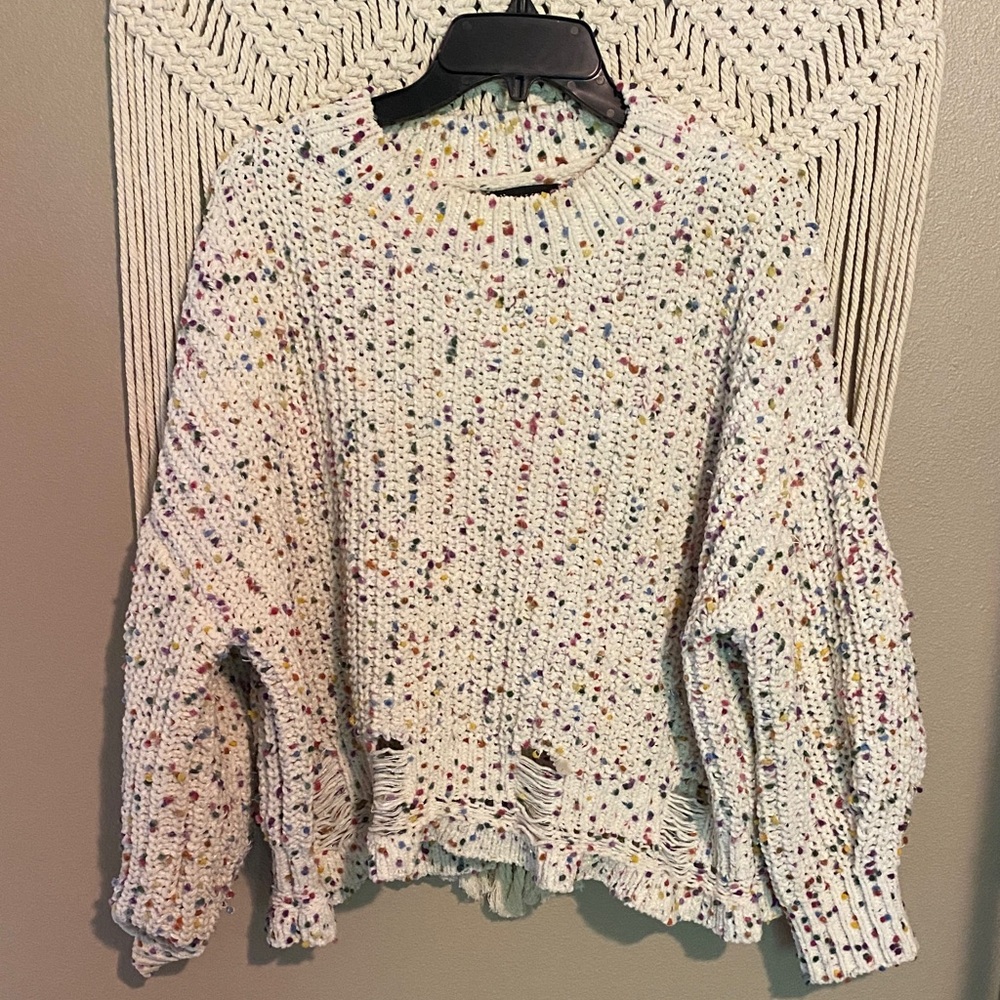 Multicolor Speckled Women's Crew Neck Sweater